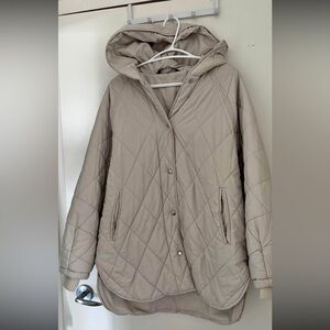 Zara Women's Quilted Puffer Jacket - Cream